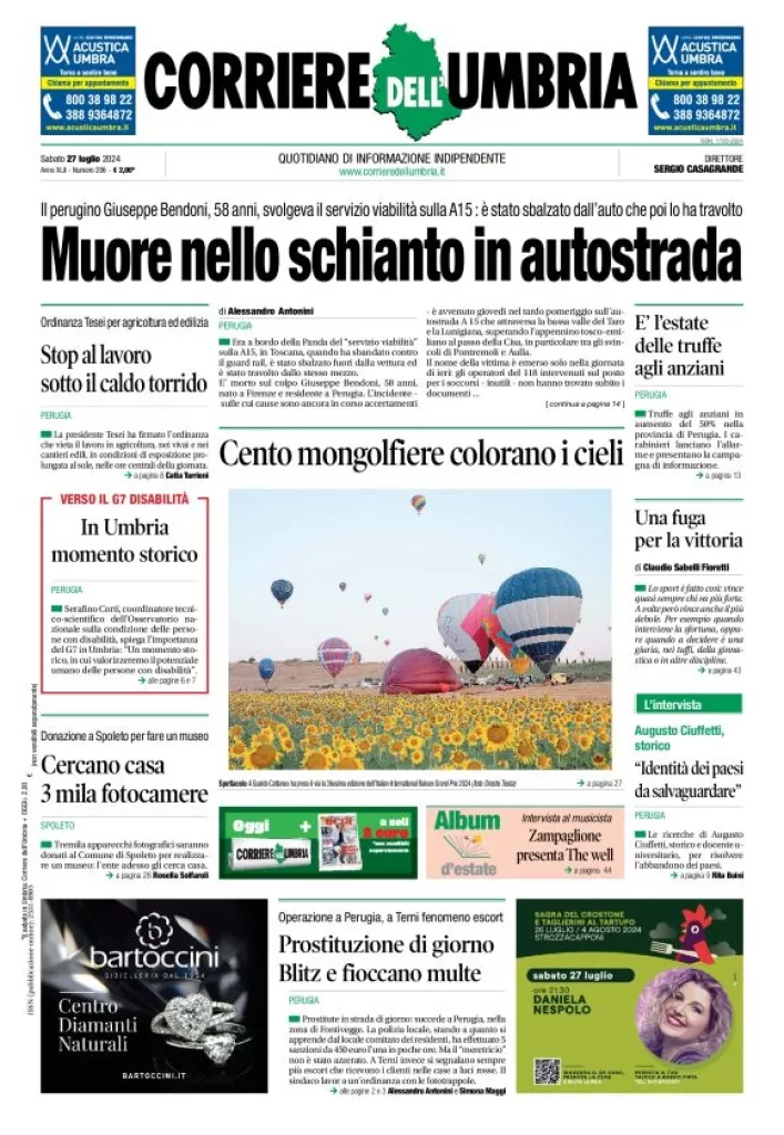 Prima-pagina-corriere umbria-del-2024-07-27